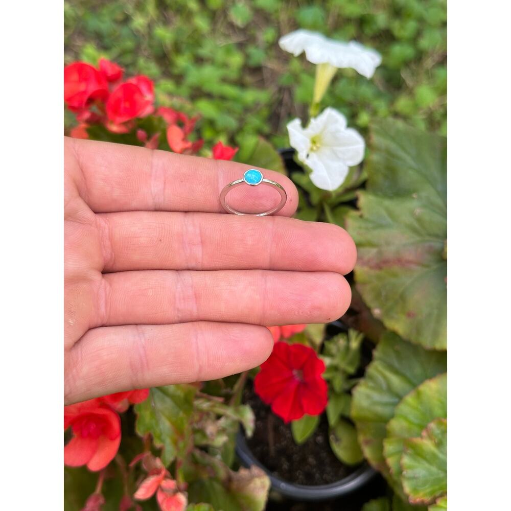 Sterling Silver Rounded Turquoise Bead Ring - image 2